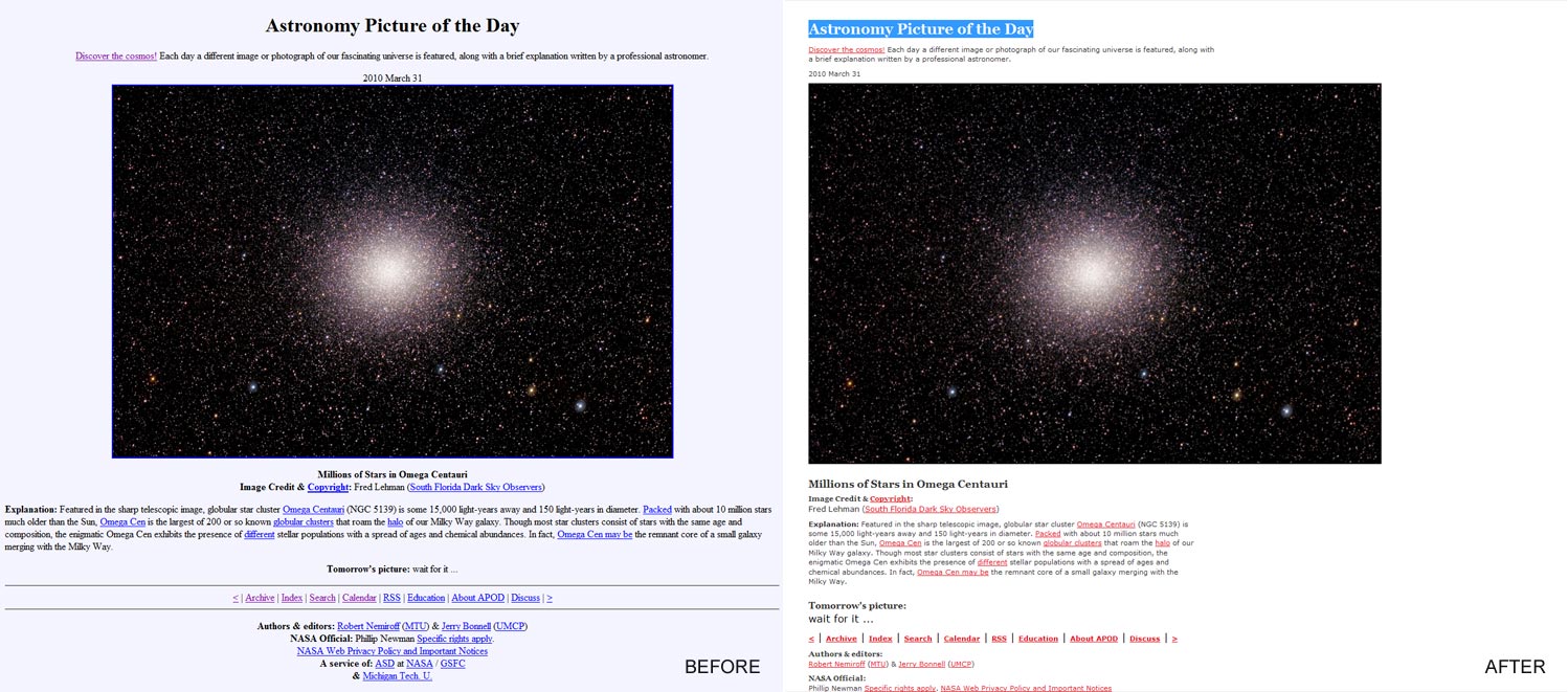 Nasa picture of the day, before after