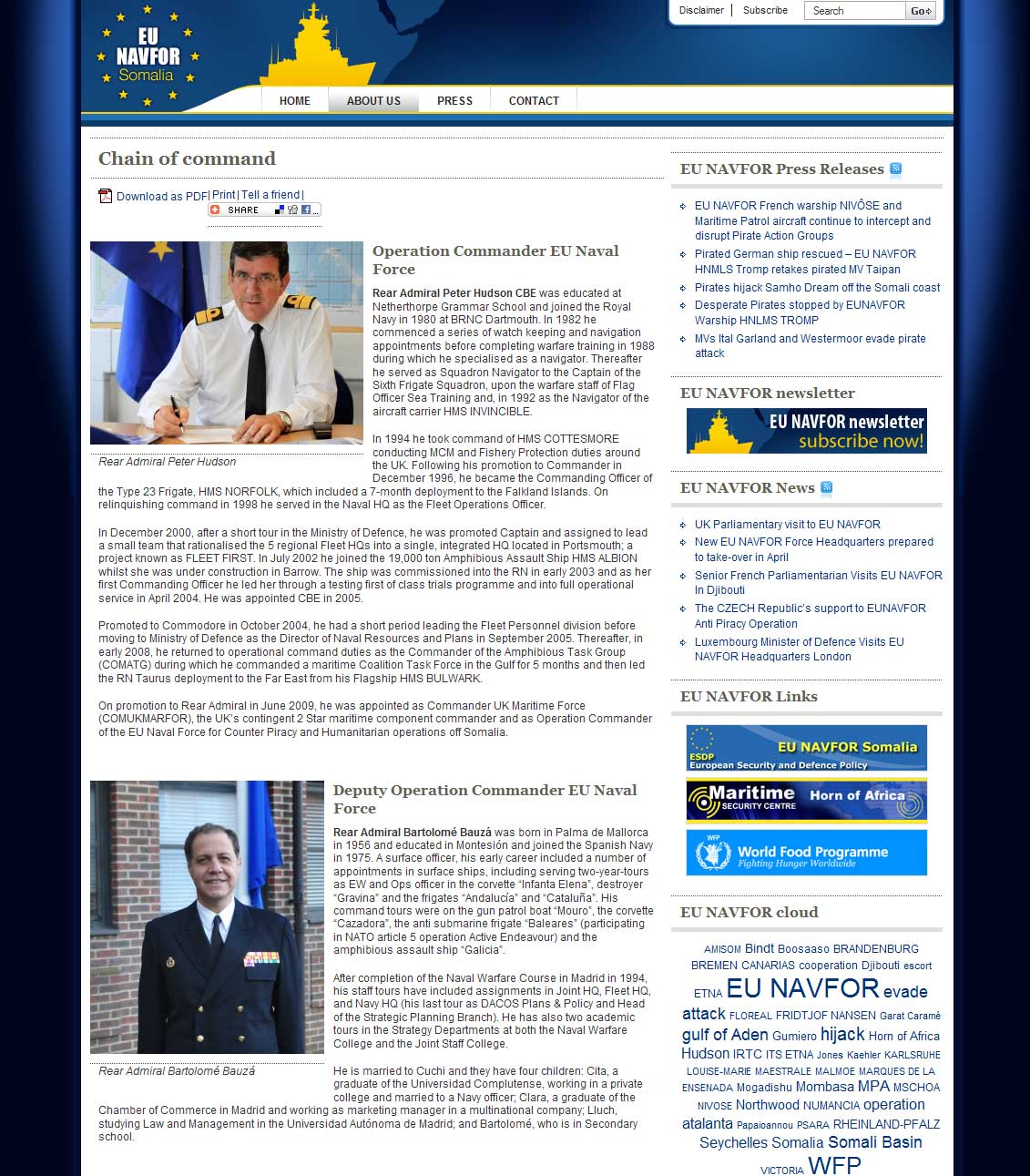 EU NAVFOR website command page.
