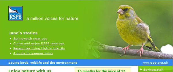 RSPB monthly email newsletters image